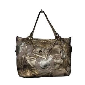 Coach Inlaid OPA Art Tote Metallic Gold